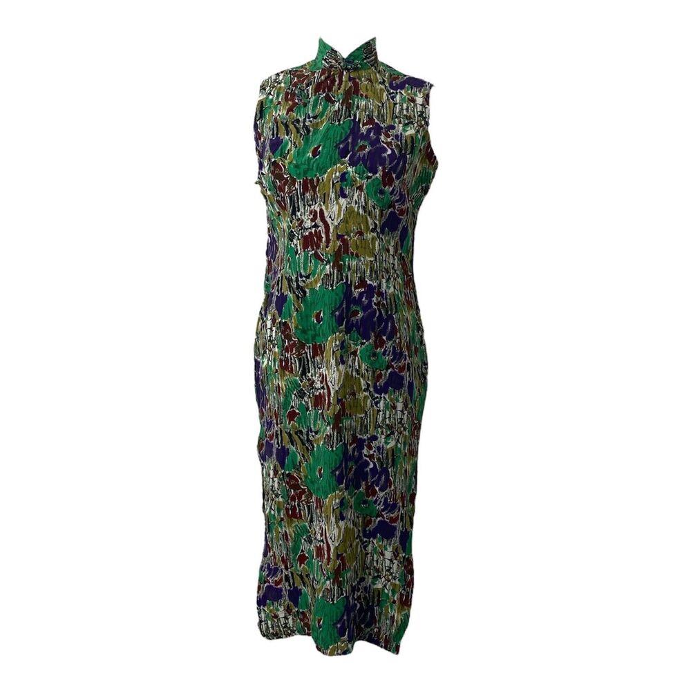 Pleats Please Nathalie Lete Eden Abstract Print Sleeveless Dress Vintage Size M